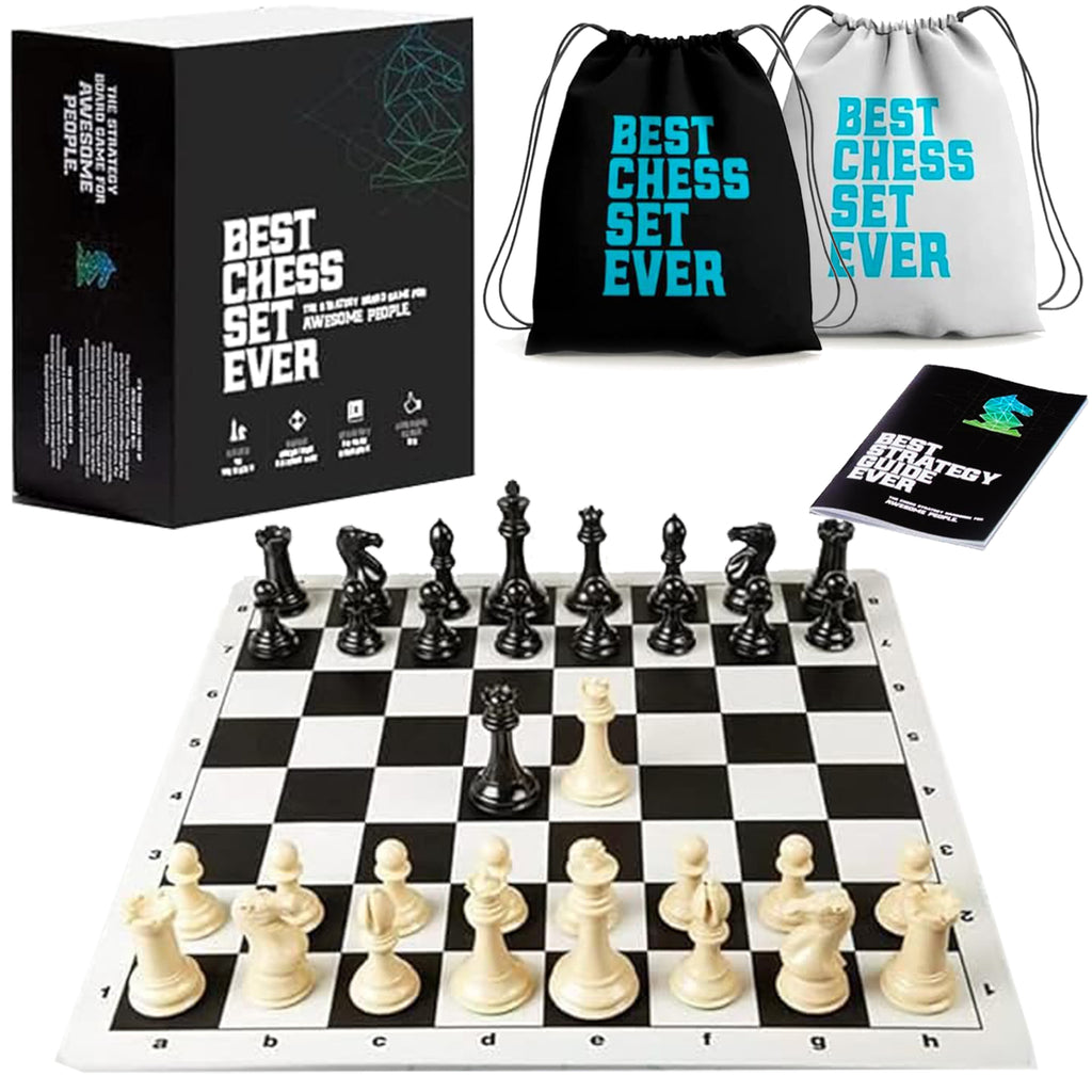 Best Chess Set Ever 3x Classic, Black and White Board